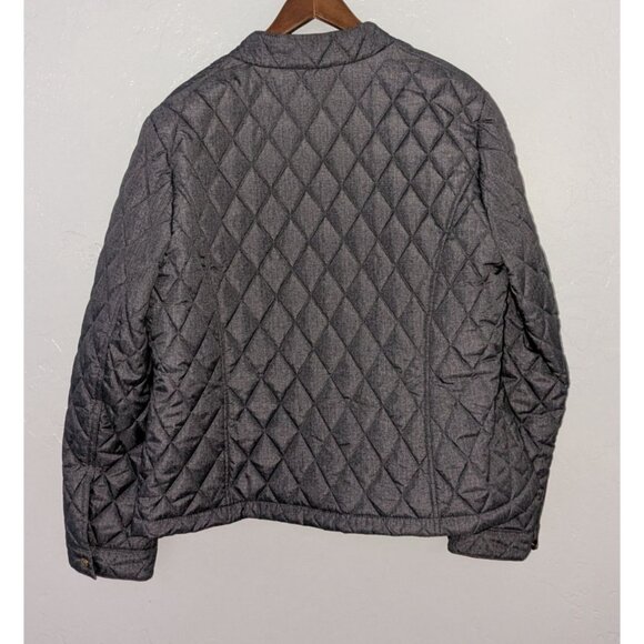 Tommy Hilfiger Womens Quilted Jacket Gold Snap Buttons Zipper Gray M - Picture 12 of 16